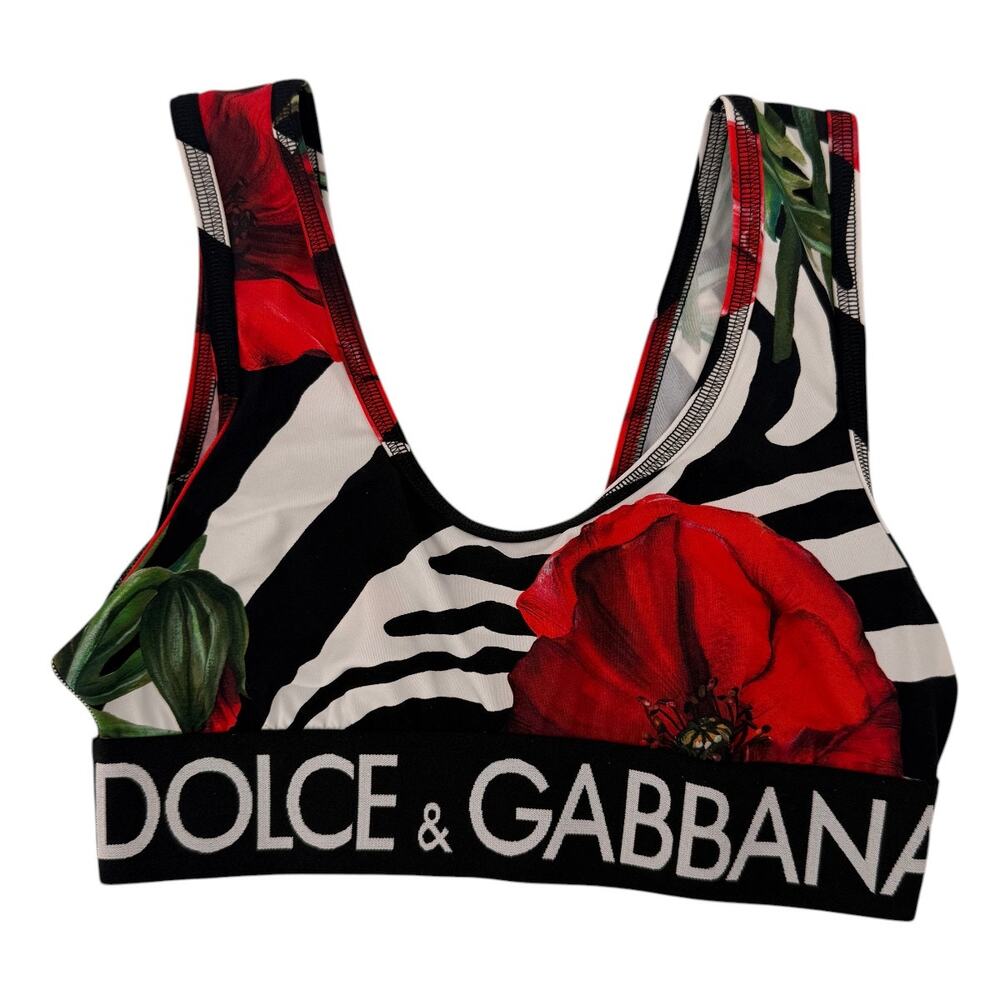 Dolce & Gabbana Floral Zebra Print Sports Bra Women's Size 36